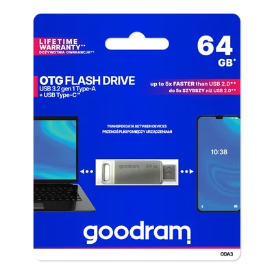 Pen Drive Oda3 Prata Usb 3.0 64gb Goodram