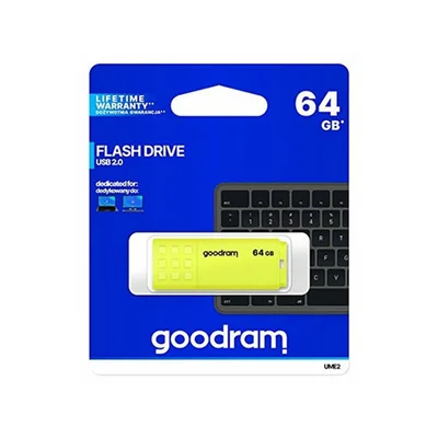 Pen Drive Ume2 Amarelo Usb 2.0 64gb Goodram