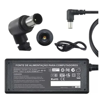 Fonte Para Monitor E Tv Lg Notebook Lg 19v 3,42a 6,5*4,4mm