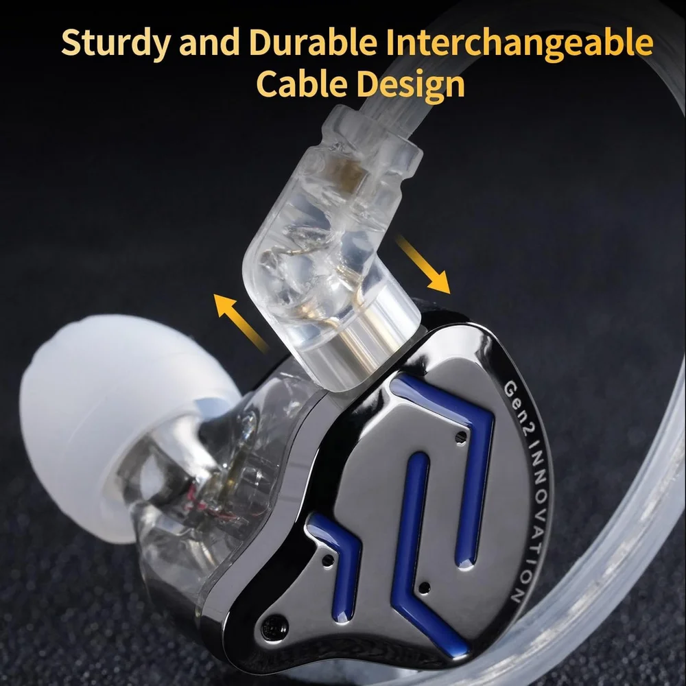 Imagem 5 de 5 do produto Fone De Ouvido Kz Zsn Pro 2 Azul In Ear Monitor Profissional Híbrido Som Hifi Alta Fidelidade Para Músicos E Estúdio