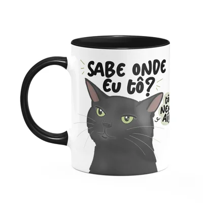 Caneca Geek Divertida Meme Gato - Sabe Onde Eu Tô?