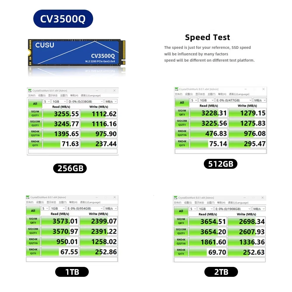 Imagem 5 de 5 do produto SSD Nvme Cusu 256gb PCie 3.0 3500mb/s Leitura Rápida