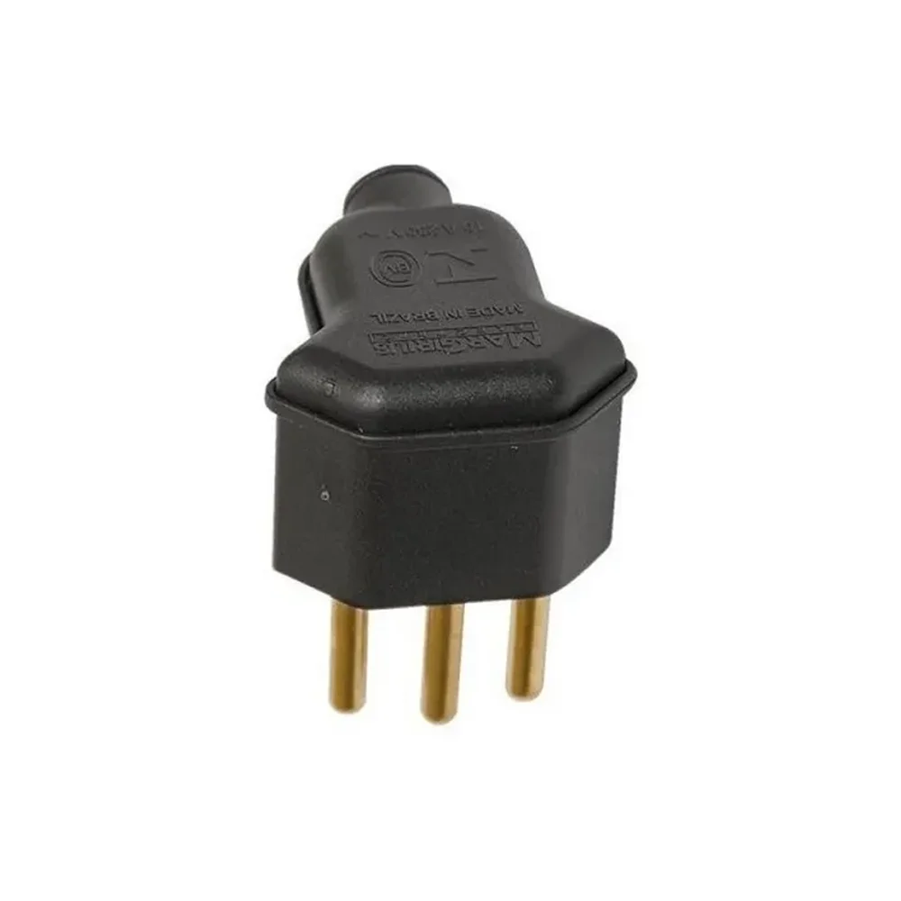 Imagem 2 de 3 do produto Tomada Plug Margirius Pld8 3 Pinos 90° 20a 250v Preto