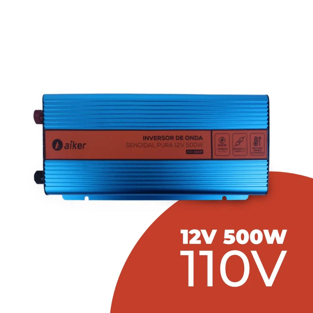 Imagem 2 de 5 do produto Inversor De Tensão 500w Onda Senoidal Pura 12v Para 110v Com Usb Proteção Sobrecarga Curto-circuito