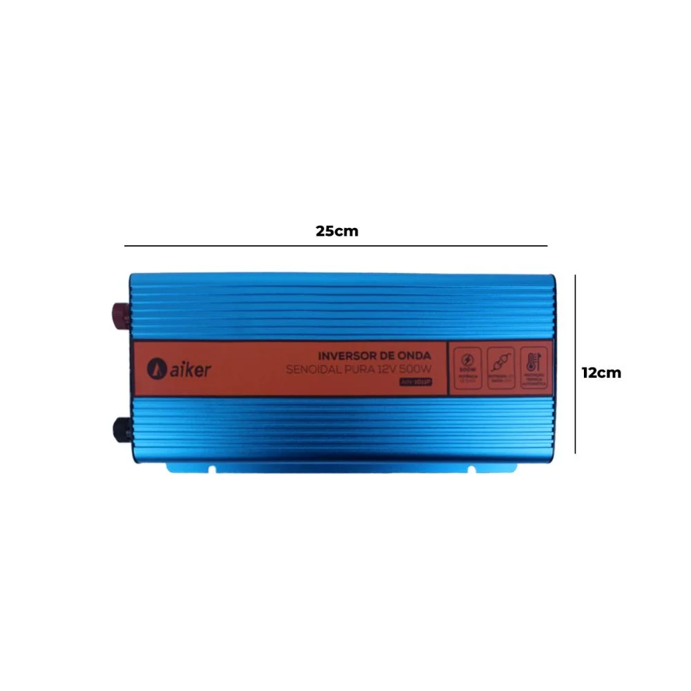 Imagem 5 de 5 do produto Inversor De Tensão 500w Onda Senoidal Pura 12v Para 110v Com Usb Proteção Sobrecarga Curto-circuito