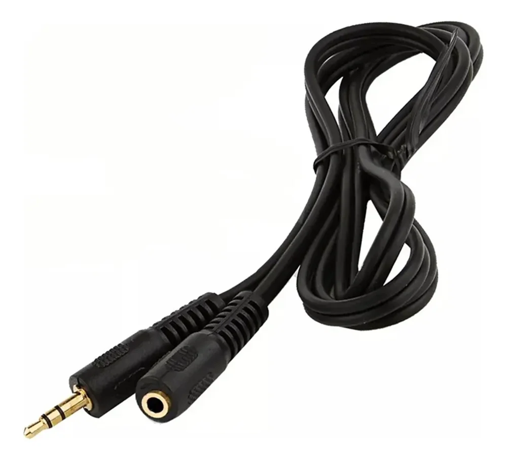 Imagem 2 de 5 do produto Cabo P2 Estéreo + J2 Dourado 1,5m Portátil Som