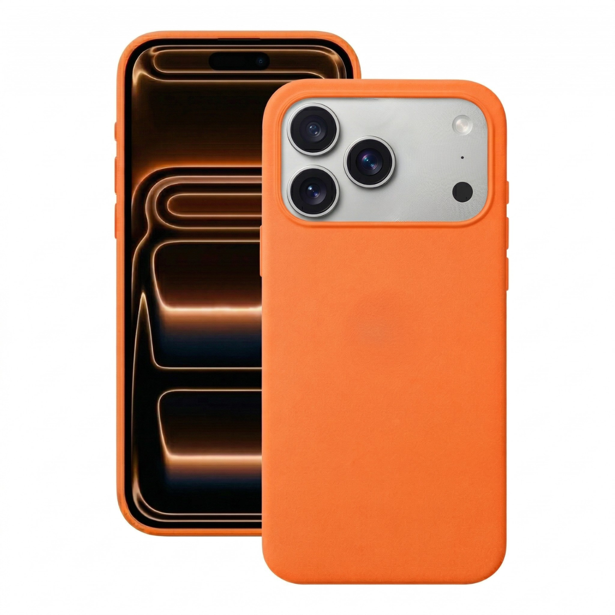 Capa Capinha Case Silicone Aveludada Para Iphone 17 Pro Max Laranja