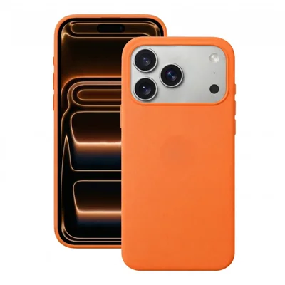 Capa Capinha Case Silicone Aveludada Para Iphone 17 Pro Max Laranja