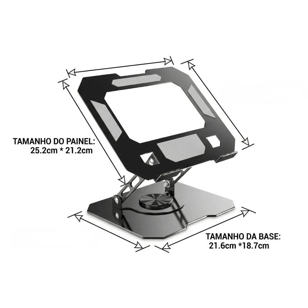 Imagem 2 de 5 do produto Suporte De Mesa Aço Carbono Para Notebook Tablet Giratório 360