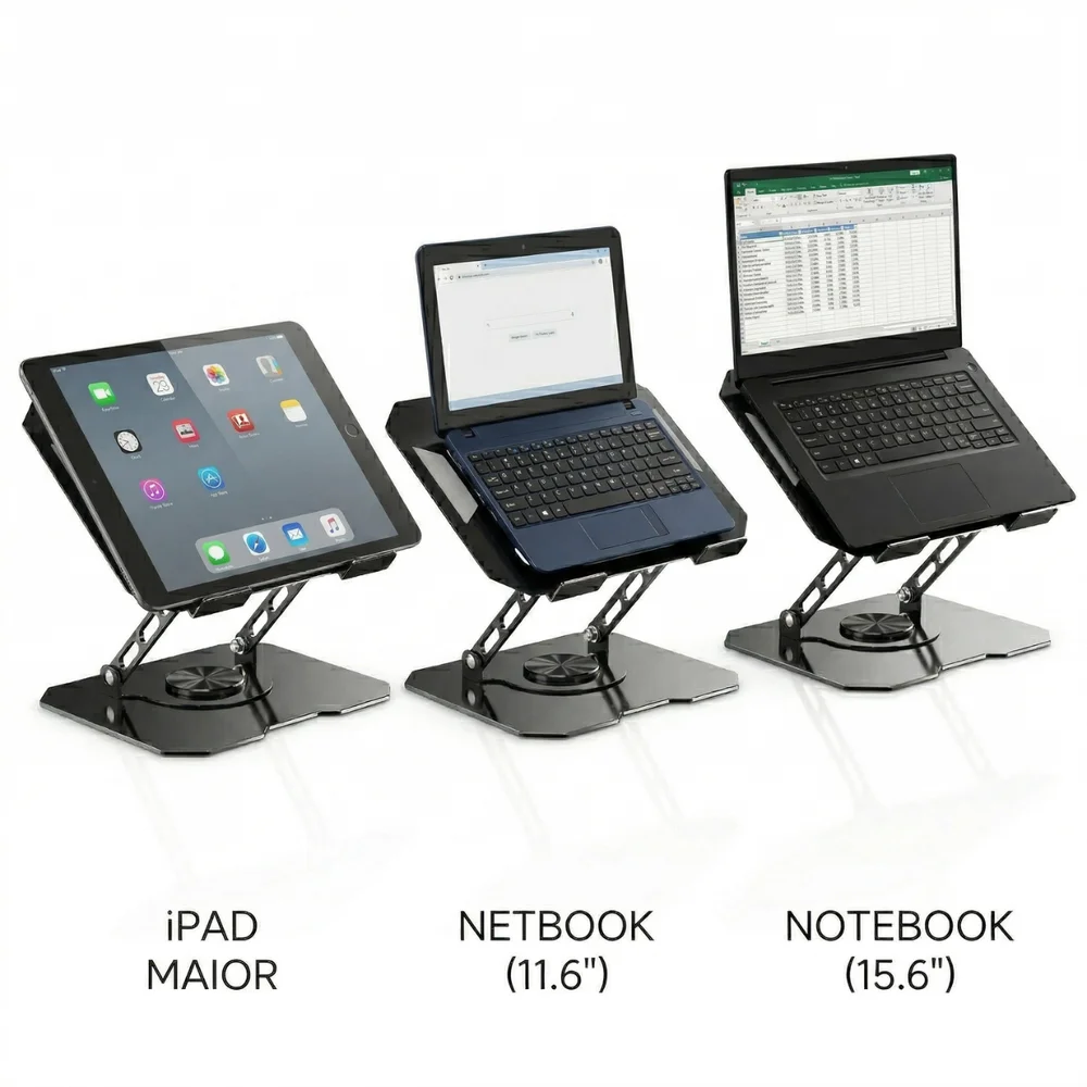 Imagem 4 de 5 do produto Suporte De Mesa Aço Carbono Para Notebook Tablet Giratório 360