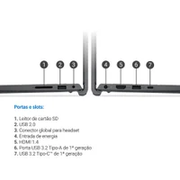 Notebook Dell 15 Dc15 c3100 u20 15.6" Full Hd Intel Core 3 100u 8 GB 512 GB SSD Linux Preto Carbono 13