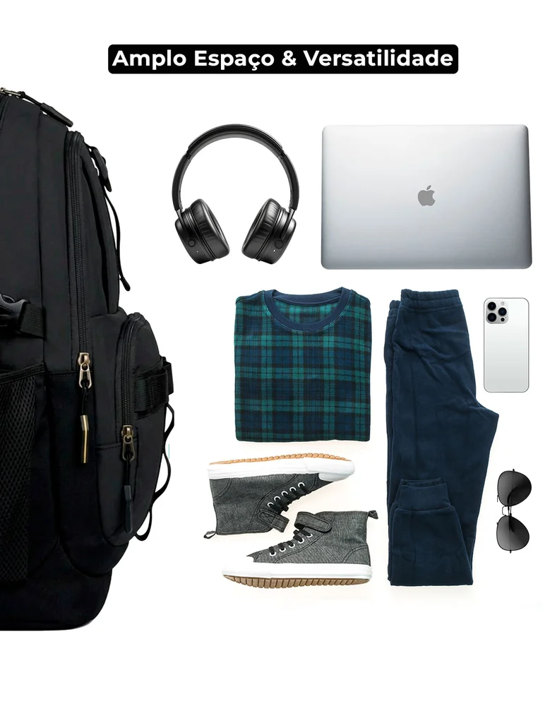 Imagem 4 de 5 do produto Mochila Masculina Esportiva Bolso Para Notebook Executiva Cor Preto