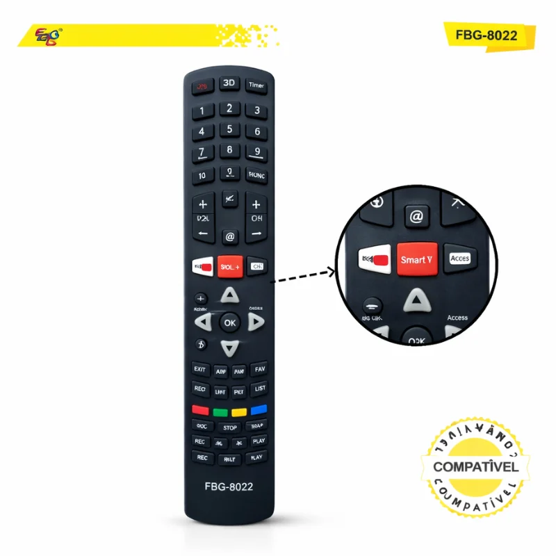 Imagem 3 de 5 do produto Controle Remoto Lcd Compatível Com Tv Philco Smart– Fbg- 8022