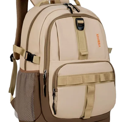 Mochila Masculina Esportiva Bolso Para Notebook Executiva Cor Bege E Marrom