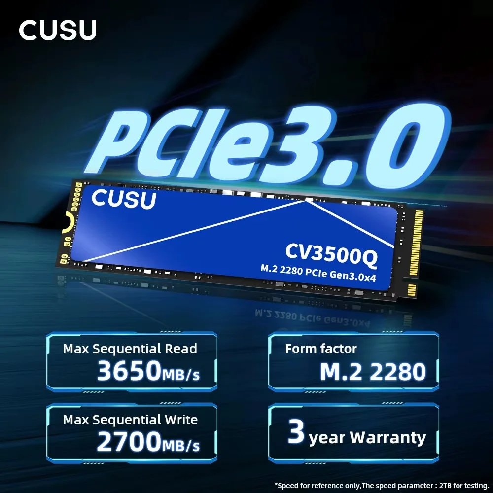 Imagem 2 de 5 do produto SSD Cusu 256gb Nvme M.2 2280 PCie Gen3 X4 - Até 3500mb/s