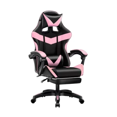Cadeira De Escritório Gamer Nitro Rosa Ergonômica Couro Sintético Reclinável Altura Ajustável Apoio Pés