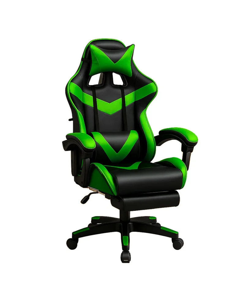 Cadeira De Escritório Gamer Nitro Verde Ergonômica Couro Sintético Reclinável Altura Ajustável Apoio Pés