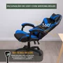 Cadeira De Escritório Gamer Nitro Azul Ergonômica Couro Sintético Reclinável Altura Ajustável Apoio Pés