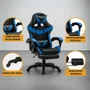 Cadeira De Escritório Gamer Nitro Azul Ergonômica Couro Sintético Reclinável Altura Ajustável Apoio Pés