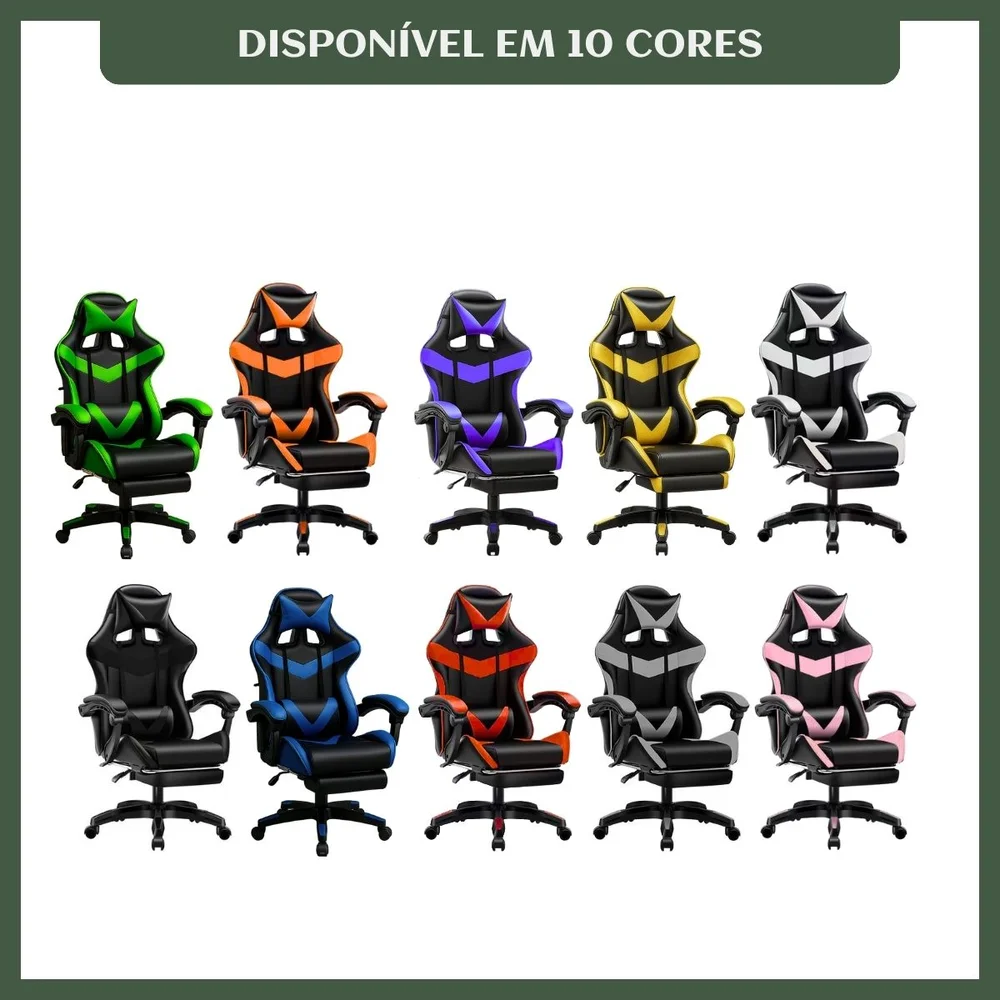 Cadeira De Escritório Gamer Nitro Azul Ergonômica Couro Sintético Reclinável Altura Ajustável Apoio Pés