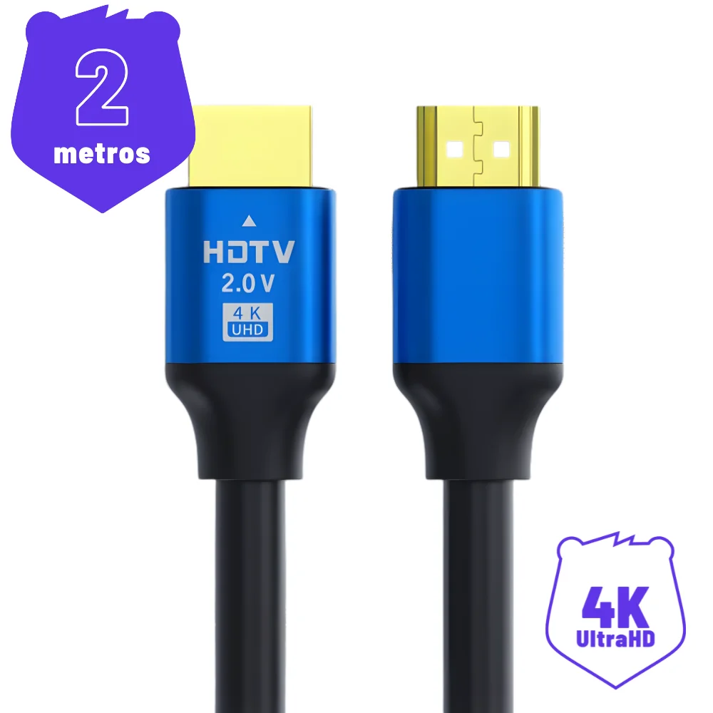 Imagem 2 de 3 do produto Cabo HDMI 2.0 4k 19 Pinos Ultrahd Blindado 2 Metros