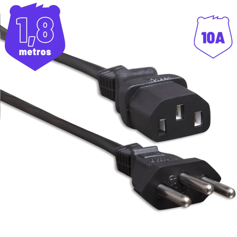 Imagem 3 de 3 do produto Cabo De Força Novo Padrão 10a 3x1,50mm 1,80 Metros