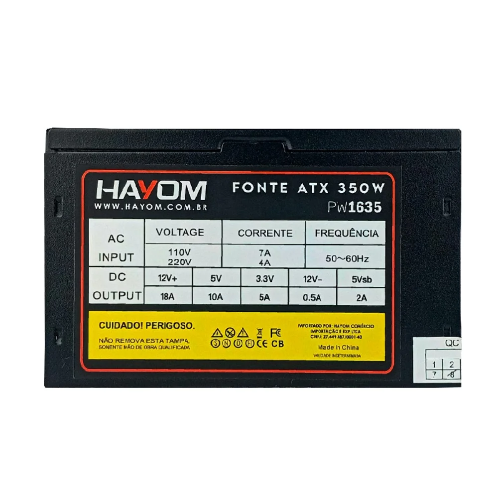 Imagem 2 de 4 do produto Fonte Gamer Hayom 350w Atx 120mm Preto - Pw1635