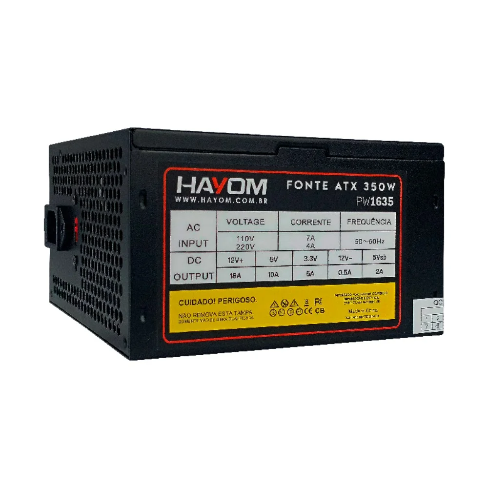 Imagem 4 de 4 do produto Fonte Gamer Hayom 350w Atx 120mm Preto - Pw1635