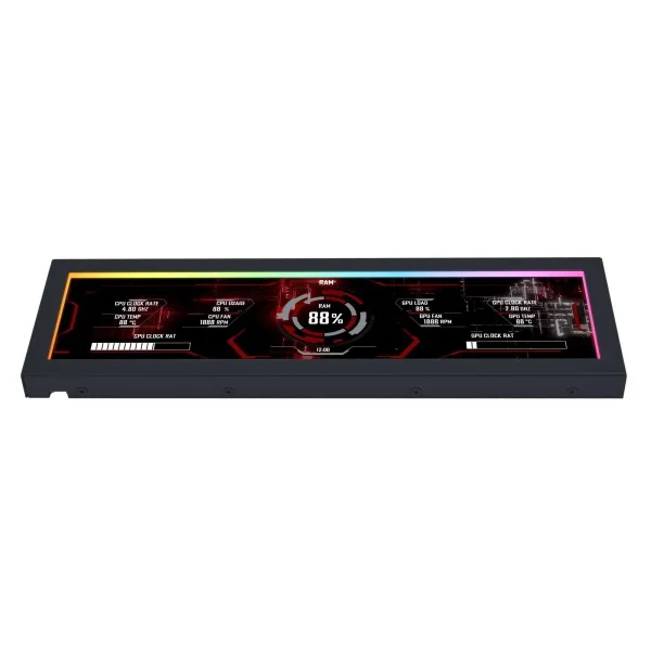 Tela Lian Li 8.8" Universal Para Gabinetes Preto ARGB Ips Lcd 1920x480p Usb Sm088x Tela Lian Li 8.8" Universal Para Gabinetes Preto ARGB Ips Lcd 1920x480p Usb Sm088x