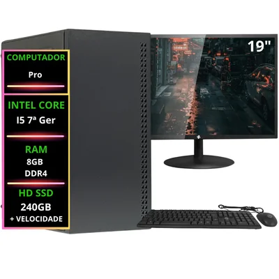 Computador Cpu Completo i5 6ª Geração, SSD 240GB, Ram 8GB Ddr4 Monitor 19 WINDOWS 10