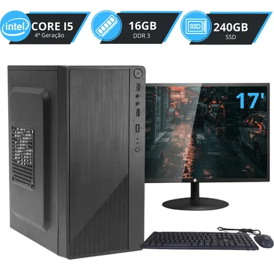 Computador Completo Barato Brazil PC i5 490, 16gb, SSD 240GB Monitor 17 WINDOWS 10