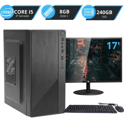 PC Barato Completo Core i5 4590, 8GB Ram, SSD 240GB, Monitor 17 WINDOWS 10