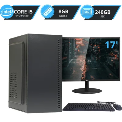 Computador Completo Barato i5, Monitor 17, 8GB Ram , SSD 240GB + Kit Usb WINDOWS 10
