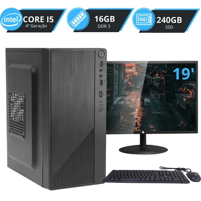 Computador Completo Brazil PC i5 4ª Geração, 16gb, SSD 240GB Monitor 19 WINDOWS 10