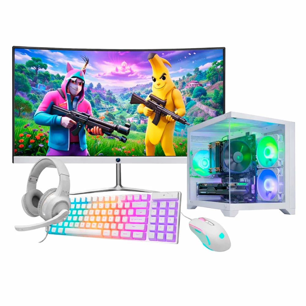 Computador Designer Intel i7 6ª 16gb Ram Ssd 240gb GTX 1050 Monitor 23" Curvo + Combo Gamer Branco