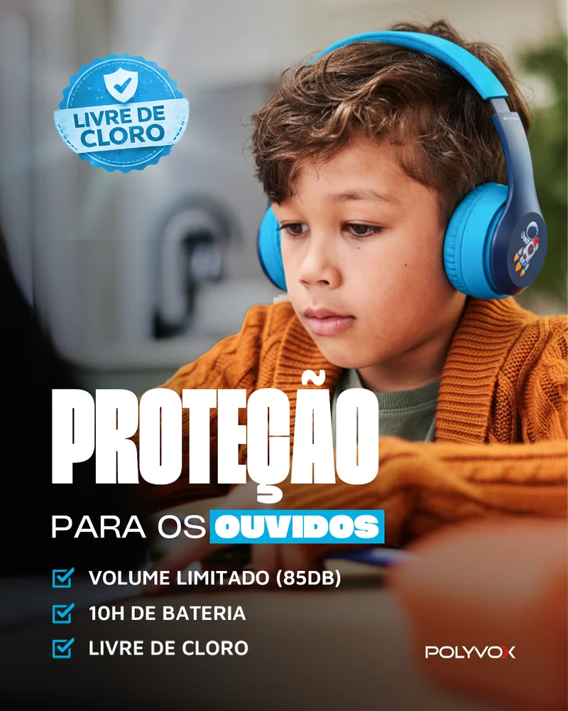 Imagem 2 de 3 do produto Fone De Ouvido Polyvox Magia Infantil Bluetooth Azul