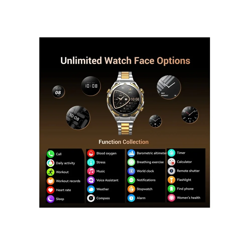 Imagem 2 de 5 do produto Smartwatch Blackview W90 Pro, Gps Integrado Tela 1.43 Chamadas Notificações App Bateria 900mah Preto