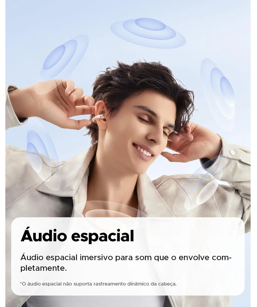 Imagem 2 de 5 do produto Fone De Ouvido Soundpeats Pearlclip Pro Wireless 24 Horas De Som, Bluetooth 5.4 Proteção Ipx5 - Bege
