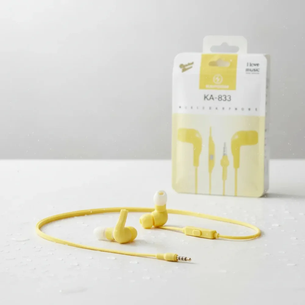 Imagem 2 de 5 do produto Fone De Ouvido Kapbom Ka-833 Com Fio E Microfone Amarelo