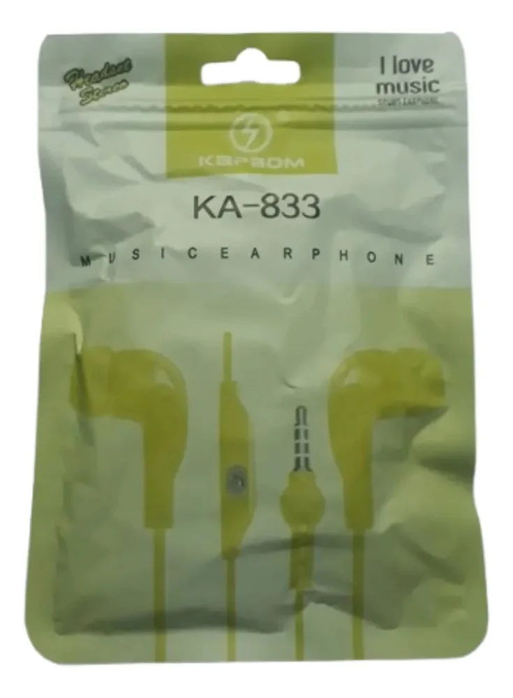 Imagem 4 de 5 do produto Fone De Ouvido Kapbom Ka-833 Com Fio E Microfone Amarelo