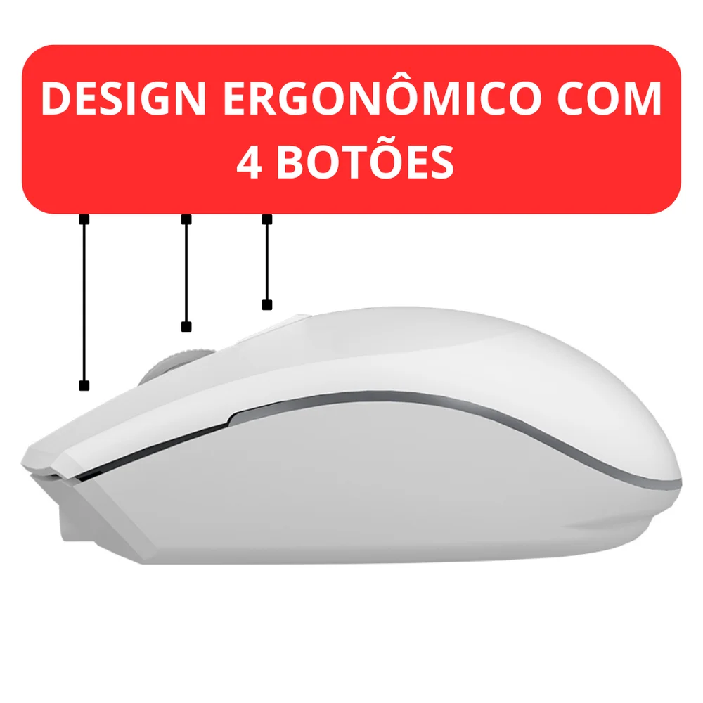 Imagem 2 de 5 do produto Mouse C3tech Sem Fio Recarregável Bluetooth E Wireless 2.4ghz M-bt40wh