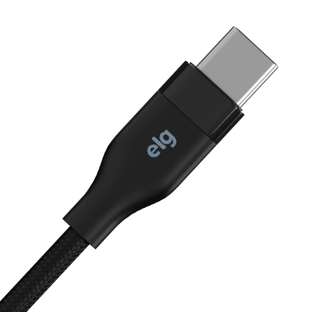 Imagem 3 de 5 do produto Cabo Usb Tipo-c Para Tipo-c, Carga Rápida 100w 5a, Cabo E Malha Trançada, 2 Metros, Tc1002, Elg