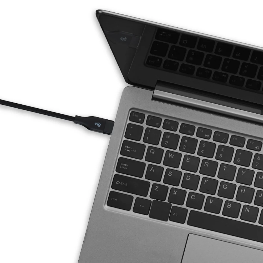 Imagem 4 de 5 do produto Cabo Usb Tipo-c Para Tipo-c, Carga Rápida 100w 5a, Cabo E Malha Trançada, 2 Metros, Tc1002, Elg