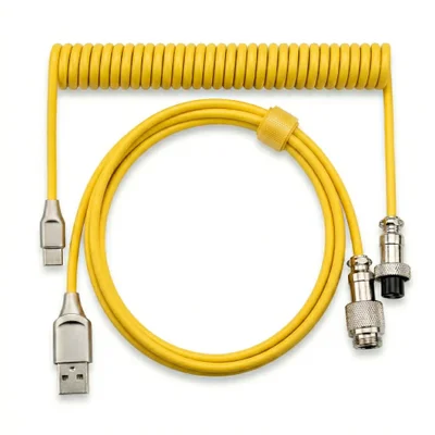 Cabo Aviador Usb-c Enrolado 3m P/ Teclado Mecânico Amarelo - Atwe Eletrônicos