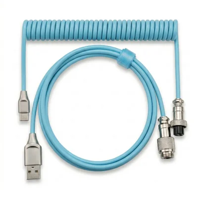 Cabo Aviador Usb-c Enrolado 3m P/ Teclado Mecânico Azul - Atwe Eletrônicos