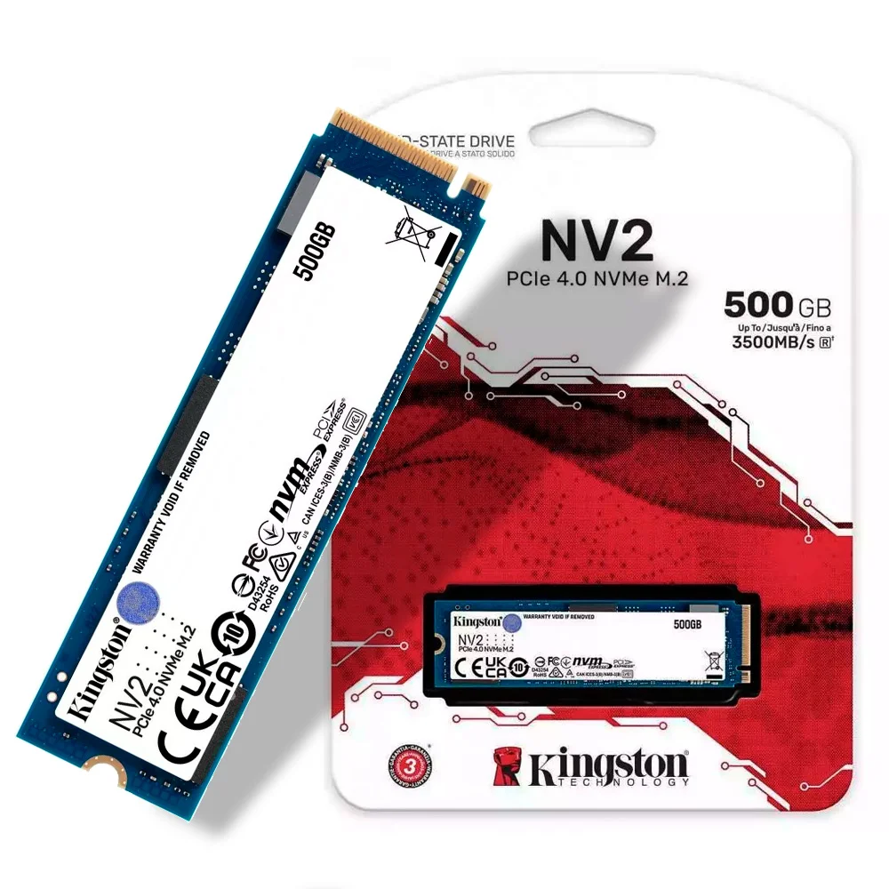 SSD M.2 Kingston Nv2 500gb / Nvme PCie 4.0 X4, Gen4- (snv2s/500g) Leitura 3500mb/s, Gravação 1300mb/s - Snv2s/500g
