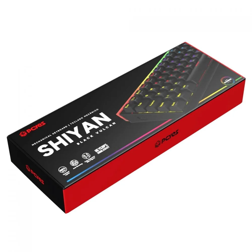 Imagem 2 de 5 do produto Teclado Mecânico Gamer PCyes Shiyan Black Vulcan, RGB, Switch Outemu Blue, 60%, Abnt2, Preto, Tpshbvbl