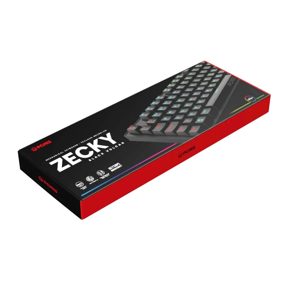 Imagem 2 de 5 do produto Teclado Mecânico 100% PCyes Zecky Black Vulcan - Switch Red - LED Rainbow- Ptzkbvrd