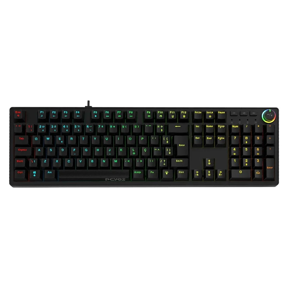 Imagem 5 de 5 do produto Teclado Mecânico 100% PCyes Zecky Black Vulcan - Switch Red - LED Rainbow- Ptzkbvrd