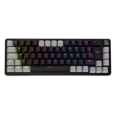 Teclado Mecânico 65% PCyes Mecka Black Vulcan - Switch Blue - LED Rainbow - Tpmkbvbl
